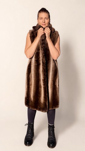 Gilet lungo tosato - castoro,