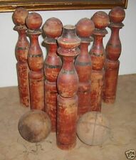 GIOCHI-BOCCE-BIRILLI-LEGNO TORNITO POLICROMO-DA COLLEZIONE-D'EPOCA