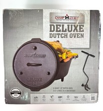 Camp Chef Deluxe 10" Cast Iron Dutch Oven 6 Qt Pre-Seasoned w/ Lid & Lifter