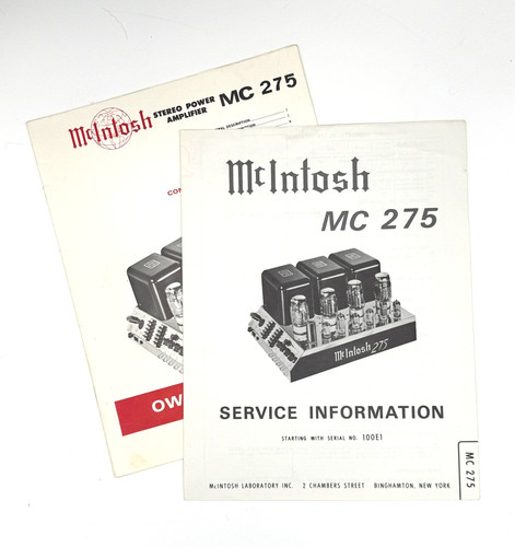 Mcintosh mc275 manuale uso - manuale, d'uso