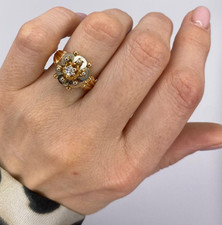 ANELLO VINTAGE ANNI 50' IN ORO ROSA E BIANCO 18kt. CON DIAMANTE NATURALE