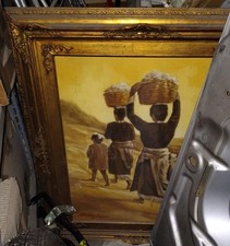 Quadro Olio Su Tela Donne Africane 