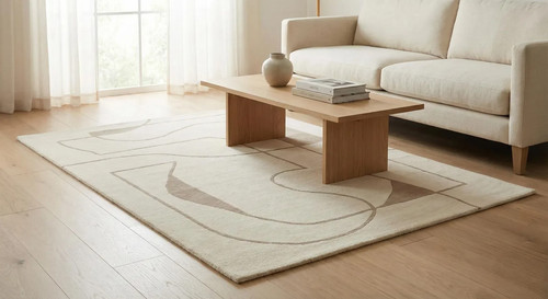Tappeto zona lana trapuntato - , a