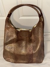 Borsa hobo vintage Fatto A Mano Carlos Falchi bronzo pelle di serpente usata in ottime condizioni