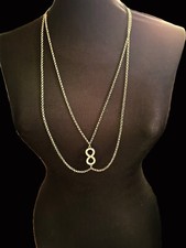 Collana Acciaio Inox Dorato Infinità Zirconi Multifunzione Corpo 27g