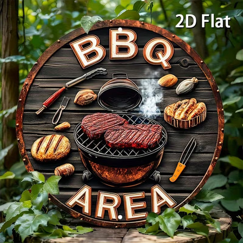 Panneau logo vintage bbq area - panneau,