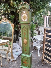 OROLOGIO A COLONNA LACCATO VENEZIANO - VERDE CON DECORI DIPINTI - 1940 EMILIA