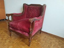 Poltrona ANTICA Liberty Grande CRINE CAVALLO Velluto SETA MOGANO 800 900 vintage