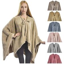 Mantella Poncho Scialle donna in pile con laccio Invernale Sommaruga vari colori