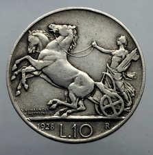 10 LIRE BIGA 1928 * Rosetta   PERIZIATA NIP BB  Vittorio Emanuele III