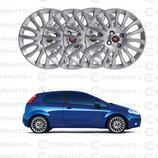 KIT SET 4 COPRICERCHI - COPPA RUOTA PER FIAT GRANDE PUNTO  LOGO ROSSO- D15" 1216