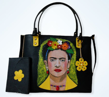 Borsa donna vera pelle FRIDA fatta a mano italia dipinta borsetta moda