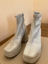 Stivaletti donna Pull & Bear beige ecopelle scamosciata - punta quadrata, tacco a blocco