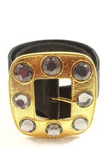 ZARA Cintura in ecopelle Donna Cintura Taglia IT 80 nero-oro con glitter