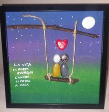 Quadretti artigianali con sassi e materiali di recupero pezzi unici