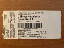 BIGLIETTO STADIO TICKET UDINESE-ATALANTA 2011/‘12