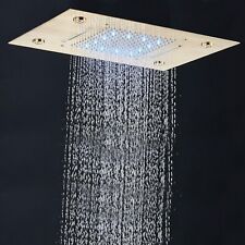 Soffione doccia LED oro 49x35 cm doccia a pioggia lusso bagno cascata soffione