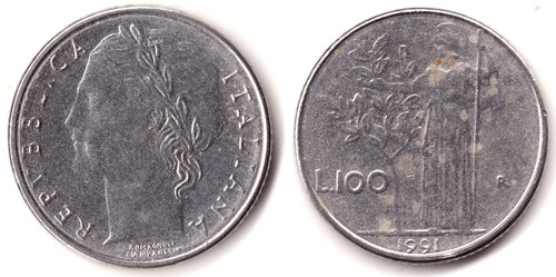 Italia 100 lire 1991 - -, cifre