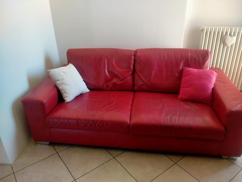 Divano rosso pelle - rosso, pelle,