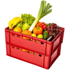 2x Scatola Euro E2 60x40x20 Impilabile  Alimentare Trasporto Cibo Sicuro rosso