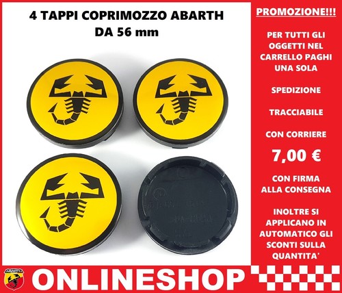Tappi coprimozzo abarth gialli - tappi,