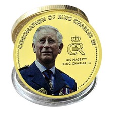 Regno Unito Incoronazione di Re Carlo III moneta d'oro medaglia commemorativa reale ricordo
