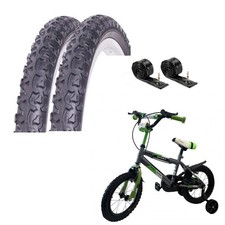 2 COPERTONI 14 X 1 3/8 X 1 5/8 + CAMERE PNEUMATICI TASSELLATI BICI BIKE BAMBINO