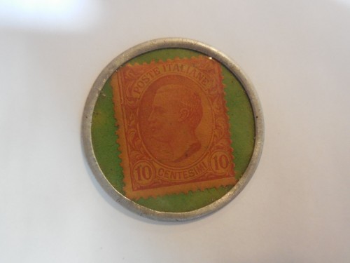 Gettone con francobollo banca - francobollo,