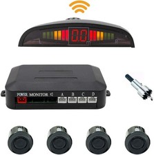 Kit 4 sensori di parcheggio wireless con display a led e segnale acustico nero