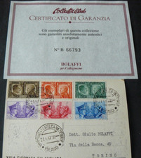 1941 _ XIII ma. GIORNATA  FILATELICA NAZIONALE di MILANO con CERTIFICATO BOLAFFI