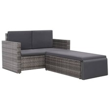 vidaXL Set Divani da Giardino 2 pz con Cuscini in Polyrattan Grigio