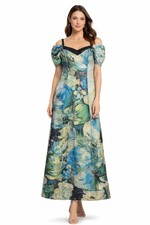 Abito lungo jacquard floreale