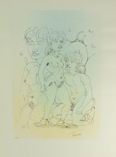 ZANCANARO TONO (1906 - 1985) Opera Grafica Litografia Firmata Figure Femminili