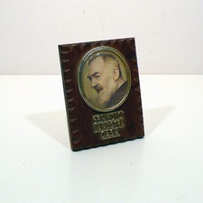 Piccolo souvenir in legno Padre Pio benedici la nostra casa aa '60 vintage v307