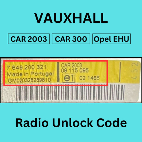 Pin codice radio vauxhall - codice, opel