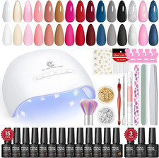 Kit Unghie Gel Completo 31PCS, 15 Colori Smalto Semipermanente Unghie Lampada LE