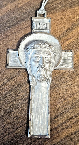 Vintage crucifix metal wall - vintage,