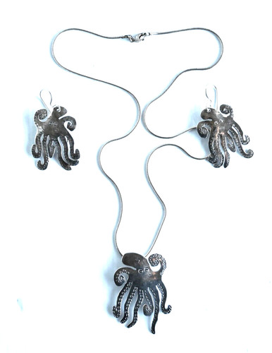 Set collana orecchini polpo - set,