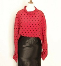 Blusa vintage sartoriale rossa con pois neri taglia 42
