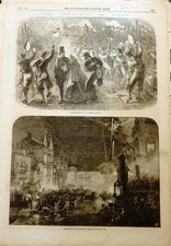 Venezia - Carnevale con maschere in piazza S. Marco  e sul canal Grande 1866