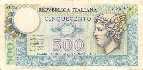 Banconota italia 500 - banconota, lire