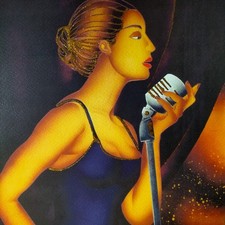 Kino Mistral Jazz litografia Retouchè Oro firmata Donna Canzone