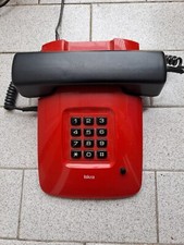 Telefono fisso marca Iskra, anni 80 vintage usato funzionante. col. rosso e nero
