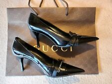 GUCCI Bow Shoes Vintage black FRIDA GIANNINI vernice 38.5 tacco #oldmoney