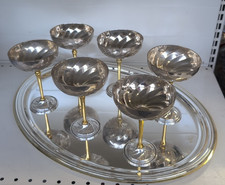 Vassoio Gold Silver 48x35,5cm + 6 Coppe Alte 14cm Gold Silver Plate