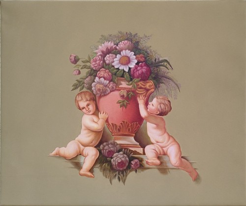 Dipinto olio con putti - dipinto,