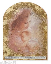QUADRO-CAPOLETTO MADONNA con BIMBO Cm.45x34 su FOGLIA ORO con ARGENTO 925% 21122