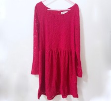 Abito H&M bambina rosso foderato in pizzo maniche lunghe taglia 8-10 anni