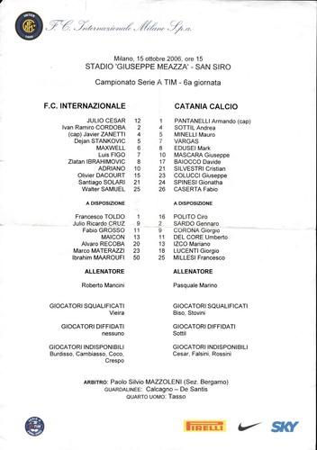 Distinta gara inter catania - distinta,