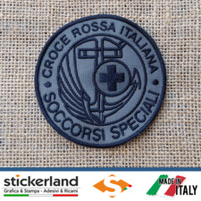 Toppa Patch Croce Rossa Italiana CRI Soccorsi Speciali verde milit. con VELCRO